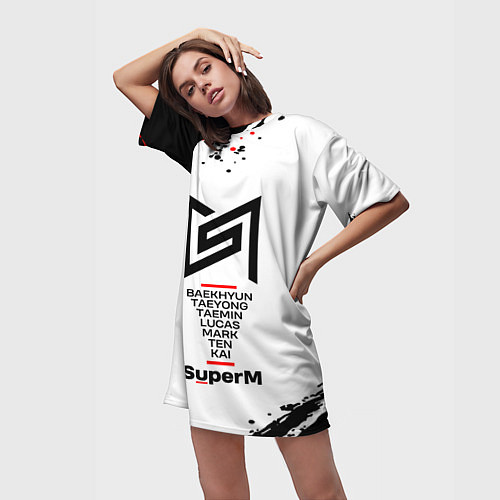 Женская длинная футболка SuperM суперМ / 3D-принт – фото 3