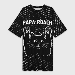 Футболка женская длинная Papa Roach Rock Cat, цвет: 3D-принт