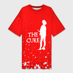 Футболка женская длинная The cure белые брызги, цвет: 3D-принт