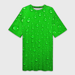 Футболка женская длинная Зеленый фон с росой, цвет: 3D-принт