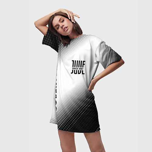 Женская длинная футболка JUVENTUS Juventus Градиент / 3D-принт – фото 3