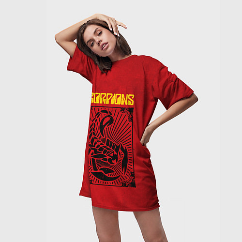 Женская длинная футболка Scorpions Rock Believer / 3D-принт – фото 3