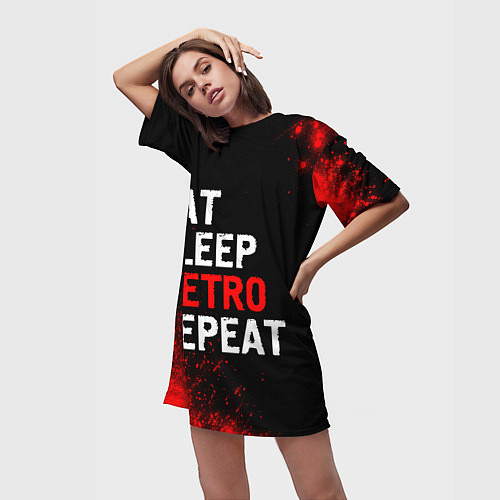 Женская длинная футболка Eat Sleep Metro Repeat Арт / 3D-принт – фото 3