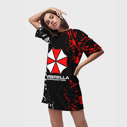 Женская длинная футболка Umbrella Corporation Resident Evil / 3D-принт – фото 3