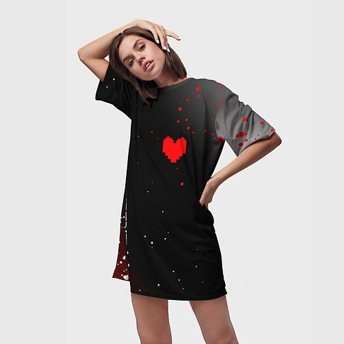 Женская длинная футболка Undertale брызги красок / 3D-принт – фото 3