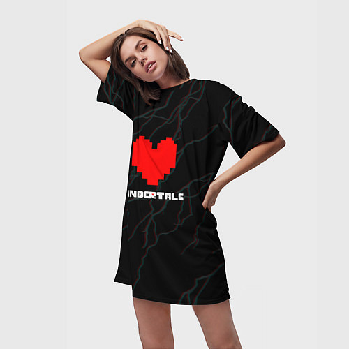 Женская длинная футболка Undertale молнии / 3D-принт – фото 3