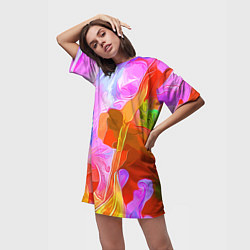 Футболка женская длинная Красочный цветочный паттерн Весна - Лето 2025 Colo, цвет: 3D-принт — фото 2