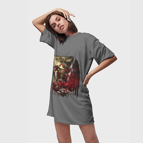 Женская длинная футболка Blood Angels symbol / 3D-принт – фото 3