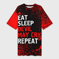 Футболка женская длинная Eat Sleep Devil May Cry Repeat Арт, цвет: 3D-принт