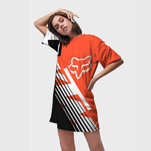Женская длинная футболка FOX X KTM Сollaboration / 3D-принт – фото 3