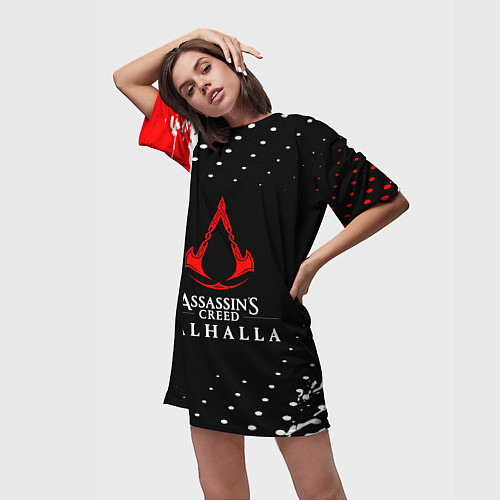Женская длинная футболка Assassins creed ассасин крид / 3D-принт – фото 3