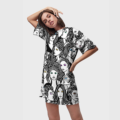 Женская длинная футболка 26 девушек / 3D-принт – фото 3