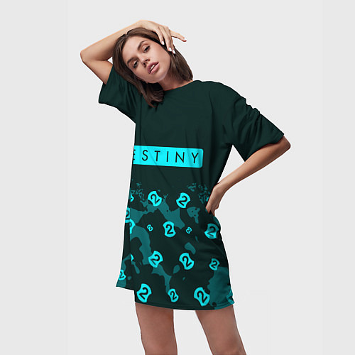 Женская длинная футболка DESTINY 2 - Камуфляж / 3D-принт – фото 3
