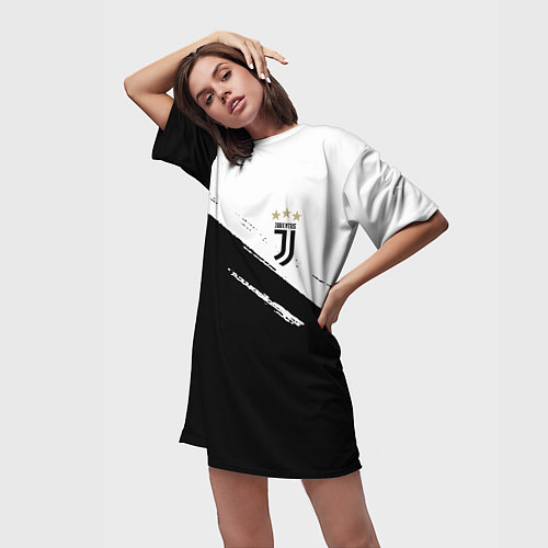 Женская длинная футболка Juventus маленькое лого / 3D-принт – фото 3