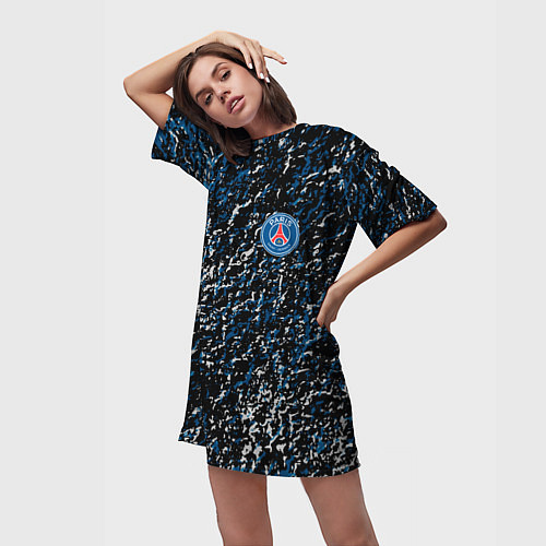 Женская длинная футболка Псж paris брызги красок / 3D-принт – фото 3