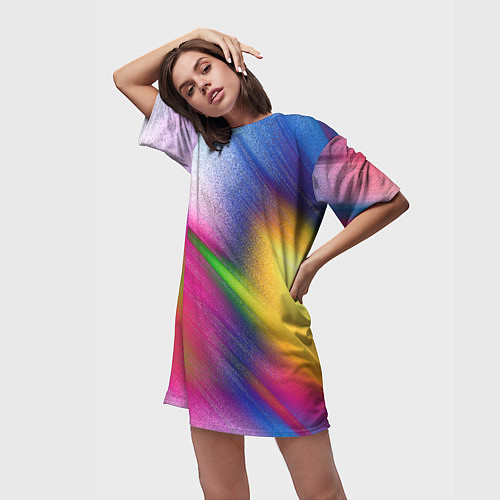 Женская длинная футболка Абстрактный разноцветный текстурированный фон / 3D-принт – фото 3