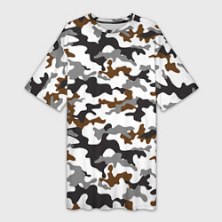 Женская длинная футболка Камуфляж Чёрно-Белый Camouflage Black-White