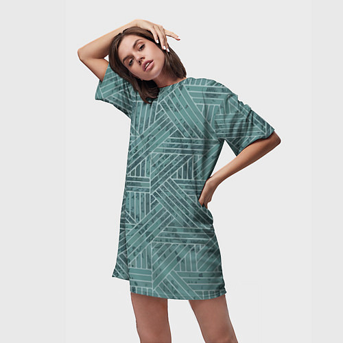Женская длинная футболка Геометрический минималистический паттерн / 3D-принт – фото 3