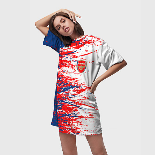 Женская длинная футболка Arsenal fc арсенал фк texture / 3D-принт – фото 3
