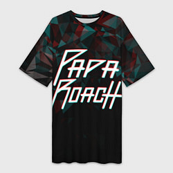 Футболка женская длинная Papa roach Glitch Big Logo, цвет: 3D-принт