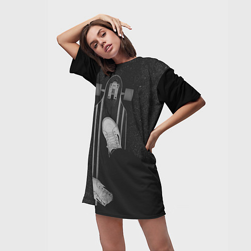 Женская длинная футболка Skateboard Black / 3D-принт – фото 3
