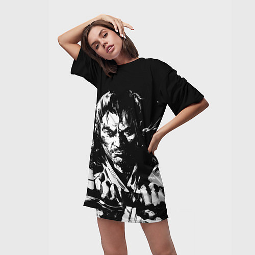 Женская длинная футболка Дзин Сакай Призрак Цусимы / 3D-принт – фото 3