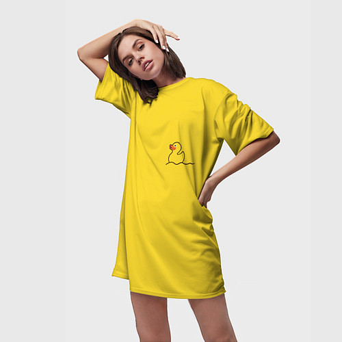 Женская длинная футболка Уточка плывет / 3D-принт – фото 3