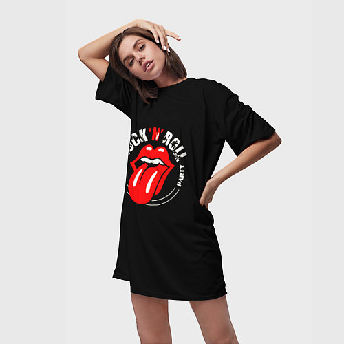 Женская длинная футболка PARTY ROCK N ROLL PARTY / 3D-принт – фото 3