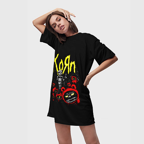 Женская длинная футболка KoЯn - Korn / 3D-принт – фото 3