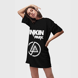 Футболка женская длинная Linkin Park логотип и надпись, цвет: 3D-принт — фото 2