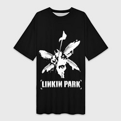 Футболка женская длинная Linkin Park белый, цвет: 3D-принт