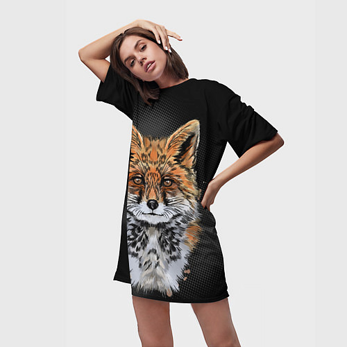 Женская длинная футболка Красивая лисица / 3D-принт – фото 3