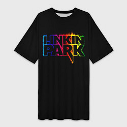 Футболка женская длинная Linkin Park neon, цвет: 3D-принт