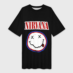 Футболка женская длинная Nirvana гранж, цвет: 3D-принт