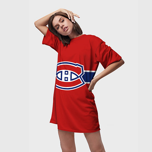 Женская длинная футболка Монреаль Канадиенс Форма / 3D-принт – фото 3