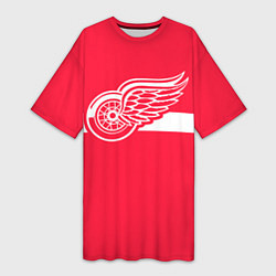 Футболка женская длинная Детройт Ред Уингз Форма, цвет: 3D-принт