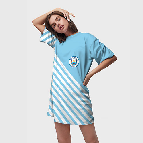 Женская длинная футболка Manchester city манчестер сити былые волосы / 3D-принт – фото 3
