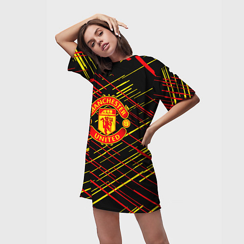Женская длинная футболка Манчестер юнайтед manchester united / 3D-принт – фото 3