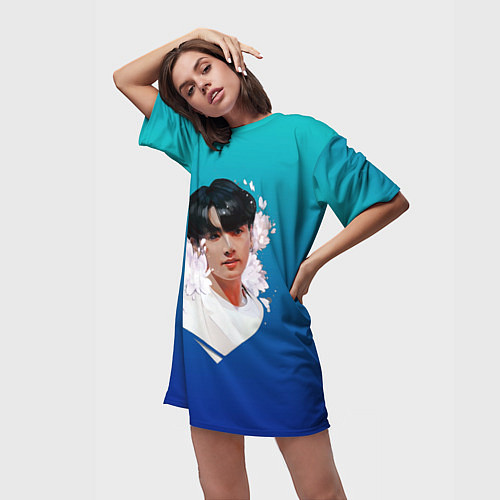 Женская длинная футболка Чонгук BTS / 3D-принт – фото 3