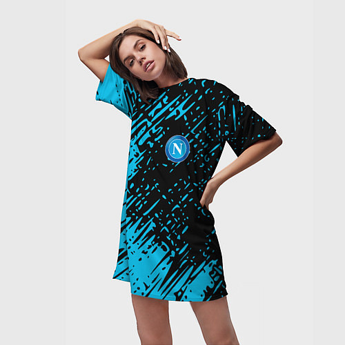 Женская длинная футболка Napoli голубая textura / 3D-принт – фото 3