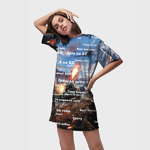 Женская длинная футболка Сленг геймера танкиста / 3D-принт – фото 3