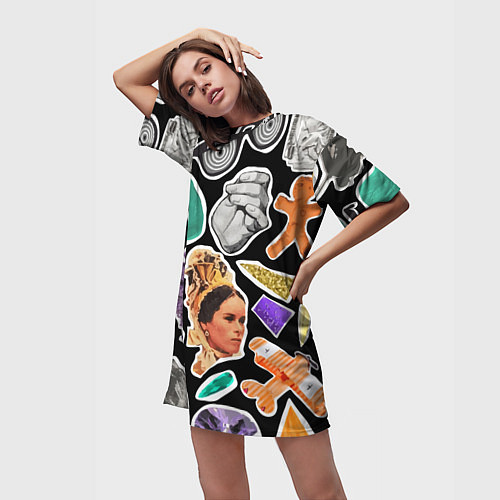 Женская длинная футболка Underground pattern Fashion trend / 3D-принт – фото 3