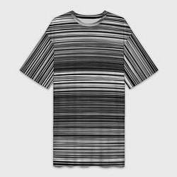 Футболка женская длинная Black and white thin stripes Тонкие полосы, цвет: 3D-принт