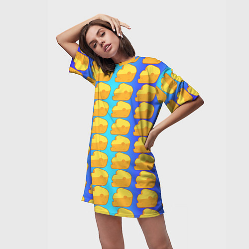 Женская длинная футболка Сыр сыр сыр / 3D-принт – фото 3