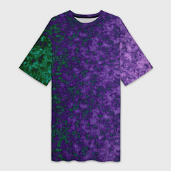 Футболка женская длинная Marble texture purple green color, цвет: 3D-принт