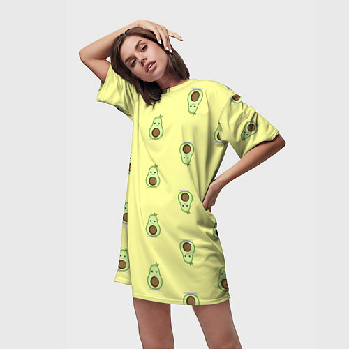 Женская длинная футболка Авокадики паттерн / 3D-принт – фото 3