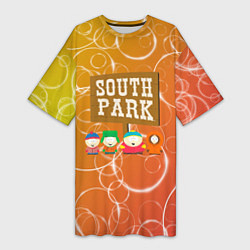 Женская длинная футболка Южный Парк - на фоне кружков