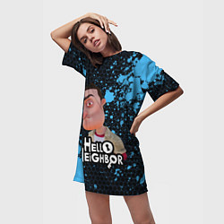 Футболка женская длинная Hello Neighbor Привет сосед Ник Рот, цвет: 3D-принт — фото 2
