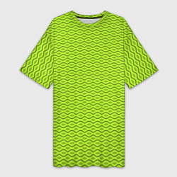Футболка женская длинная Зеленые абстрактные линии, цвет: 3D-принт