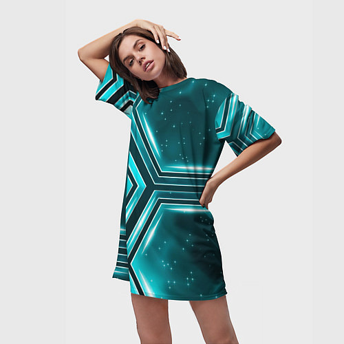 Женская длинная футболка Космические соты / 3D-принт – фото 3